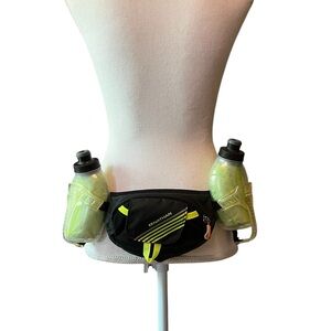 Nathan Black and Neon Yellow Hydration Belt with two 8oz bottles